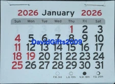 2026 Mini Tear Off Calendar Color Moon Peel & Stick Up. For Home or Work. Fast S