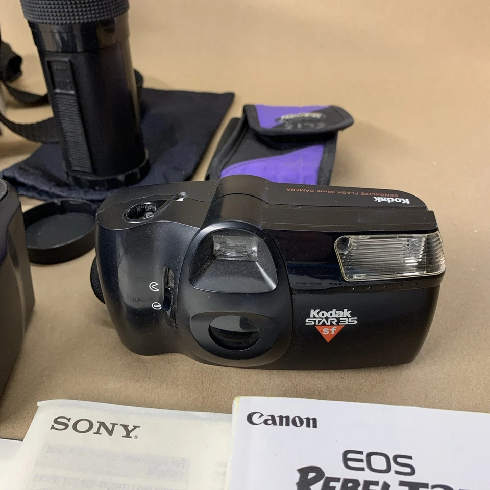 Lot of Camera Accessories, Sony Flash, Kodak Camera, Lens, Manuals, and Cases - Image 2 of 4