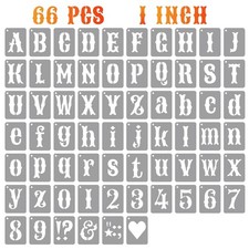1 Inch Alphabet Letter Stencils Kits, 66 Pcs Drawing Templates for Painting o...