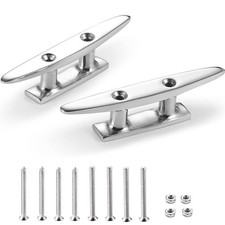 2 Pack 5" Stainless Steel Boat Cleat Open Base Dock Cleat with Screws for Decks