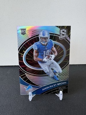 Amon-Ra St. Brown 2021 Panini Spectra Hyper Rookie Card /75 Detroit Lions