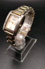 Style & Co Women's Watch Rectangular Gold Tone MOP Dial, Works!