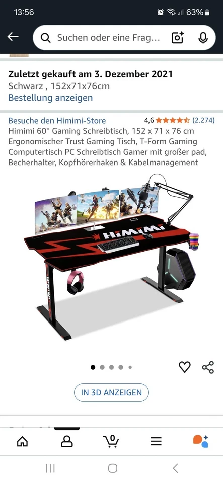 Gaming Tisch, Computertisch, Gaming Schreibtisch