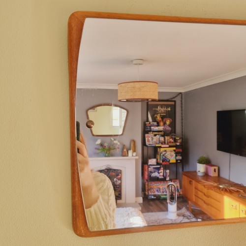 Vintage Teak Wall Mirror G Plan Long 70's Large Mid Century Mirror 76x35 Cm - Picture 6 of 8
