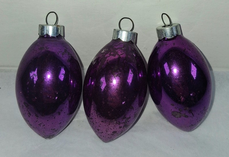 Vintage Mercury Glass USA Corning Shiny Brite Purple Teardrop Christmas Ornament