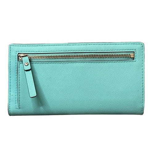 Portafoglio Kate Spade Mikas Pond Staci pieghevole in pelle verde acqua preppy cottage - Foto 2 di 8