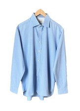 TED BAKER Mens 7 17.5 3XL Dress Shirt Blue Check Endurance Long Sleeve Flip Cuff