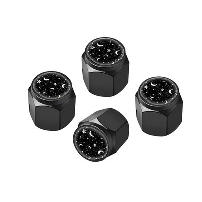 Tire Valve Stem Caps Cover,4 Pcs Metal Black Air Valve Cap, Aluminum Car Whee...