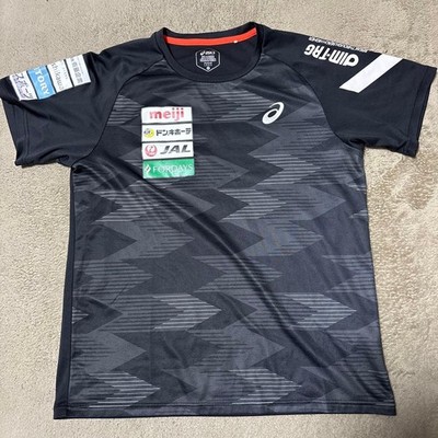 Asics Wrestling Japan National Team T-Shirt L Black Sponsor Logos