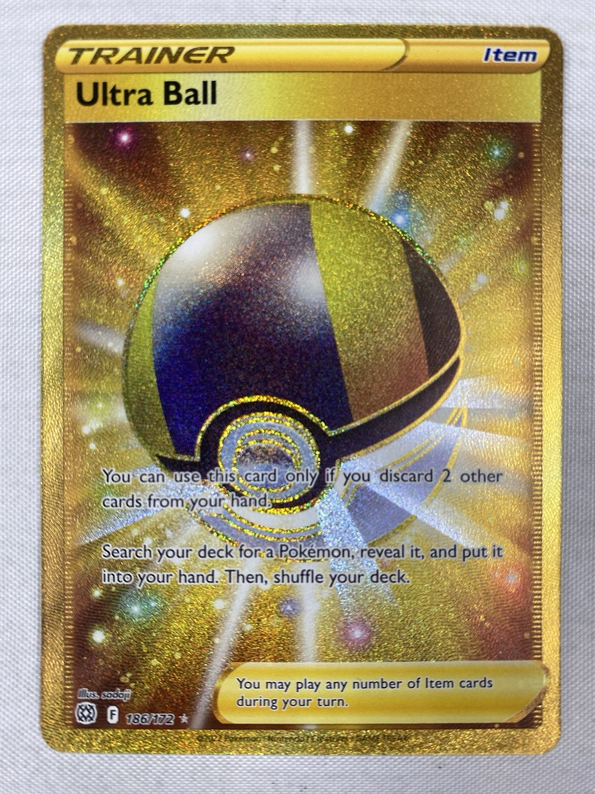 Ultra Ball 186/172 Gold Secret Rare Holo Pokémon TCG Brilliant Stars NM