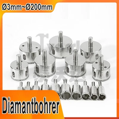 Diamantbohrer Ø3mm~Ø200mm Glasbohrer Hohlbohrer Lochsäge Bohrkrone Fliesenbohrer - Bild 1 von 4