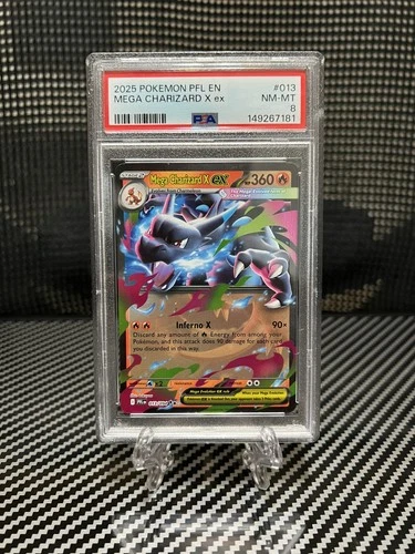 2025 POKEMON PFL EN-PHANTASMAL FLAMES #013 MEGA CHARIZARD X EX PSA 8
