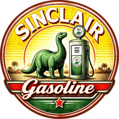 Vintage Style Metal Sign Sinclair Gasoline Dino Pump 18x18