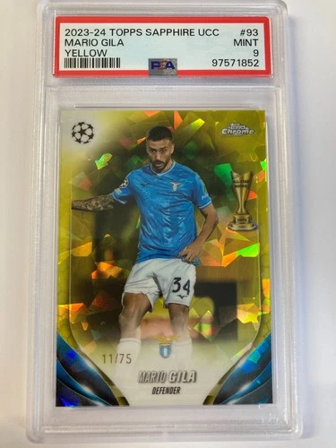 TOPPS CHROME SAPPHIRE UCC 2023-2024 MARIO GILA LAZIO ROOKIE YELLOW 11/75 PSA 9.