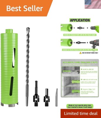Versatile 2.5'' Core Drill Bit with Dual Adapters for Concrete & Brick Projects