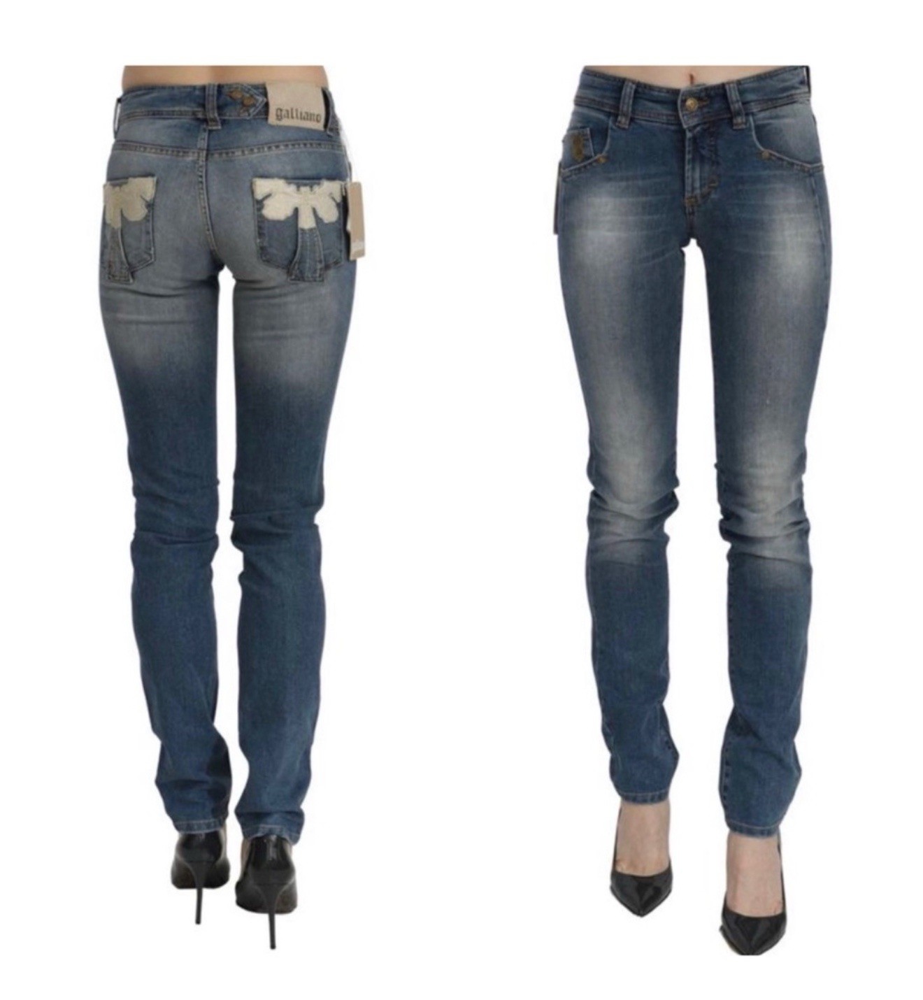John Galliano Blue Washed Mid Waist Skinny Jeans Waist 26 - BNWT