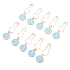 10pcs Number 0-9 Stitch Markers - Flat Round with Lobster Clasps - Alloy