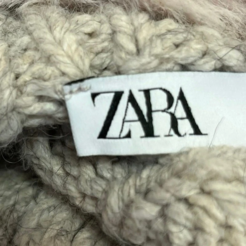 Cárdigan Suéter ZARA Gris Imitación Piel Cuello Cable Tejido Manga Larga Recortado Talla S Foto 3 de 4