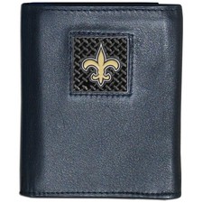 Siskiyou NFL New Orleans Saints Gridiron Leather Tri-Fold Wallet Black