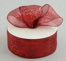 Metallic Poly Deco Mesh Ribbon 2.5 Inch x 25 Yards Burgundy Metallic RS200461