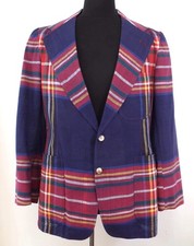 VTG 1980s Ralph Lauren Polo Cotton Madras Blazer Jacket 41 R Plaid Sport Coat
