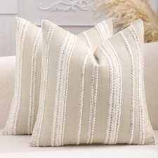 Boho Jacquard Throw Pillow Covers 18x18 Inch Set of 2 Textured Decorative Cou...