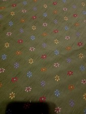 Vtg Embroidered Daisies Brocade Jacquard Upholstery Fabric Designer 56" X 5 Yds