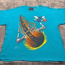 Vintage 90s Charlotte Hornets NBA Basketball Magic Johnson T-Shirt Mens X-Large