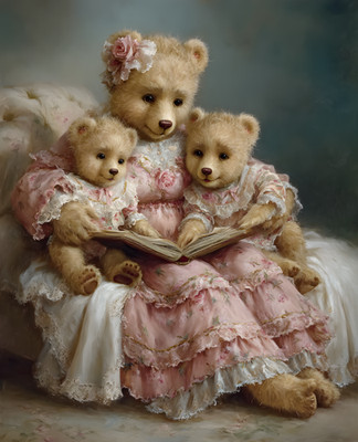 8x10 Two Teddy Bears Sitting on Couch Art Print - 864543255