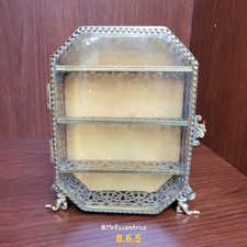 Vtg Miniature Gold Metal French Victorian Style Vitrine Curio Trinket Box Matson