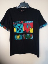 African Ankara Print T-Shirt S Black Tribal Band Tee