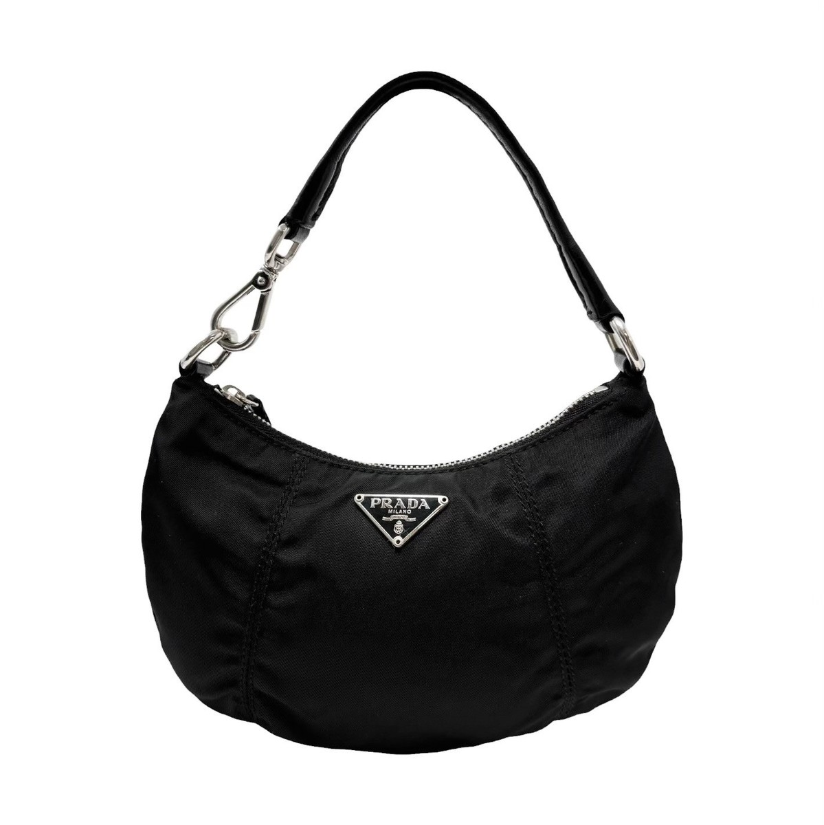 PRADA Vintage Triangle Logo Tessuto Nylon Mini Bag Pouch Black