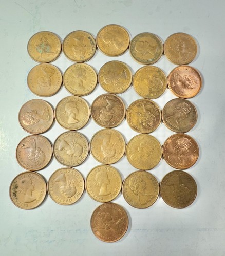X Rare Lot 26 Different Date Elizabeth Penny Coins 1953 To 1977 No Dates Missing - Picture 2 of 2