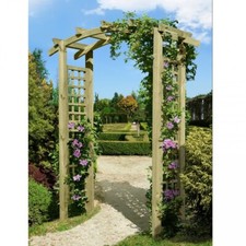 Torbogen Pergola 160x62x220 cm aus Holz mit Rankgitter Rosenbogen Holzbogen