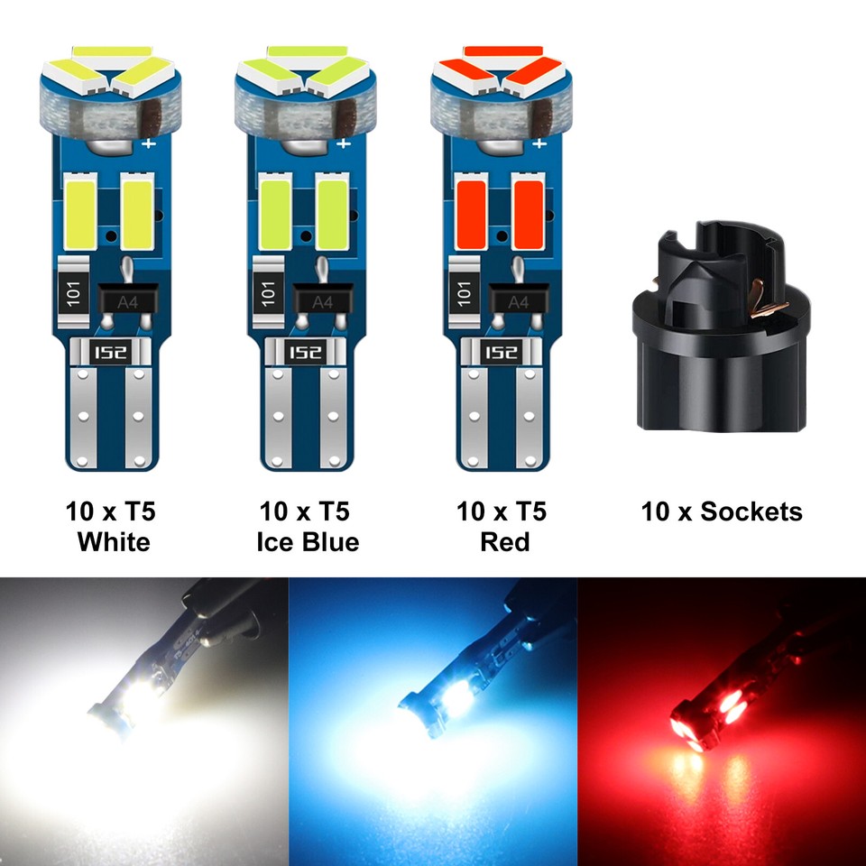 10PCS T5 74 17 37 7SMD LED Speedometer Instrument Gauge Cluster Dash ...