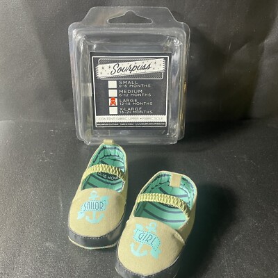 Baby’s First Shoes SOURPUSS Crib Shoes 12-18 Month Toddler Slippers NEW  OPEN BOX