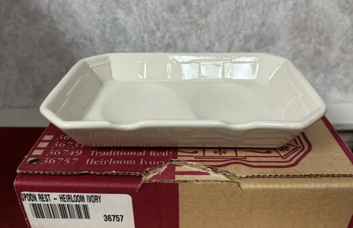 Longaberger Double Spoon Rest - Heirloom Ivory - USA