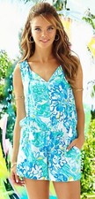 Lilly Pulitzer Tybee In A Pinch Print Sleeveless Tassel Tie Short Romper 158
