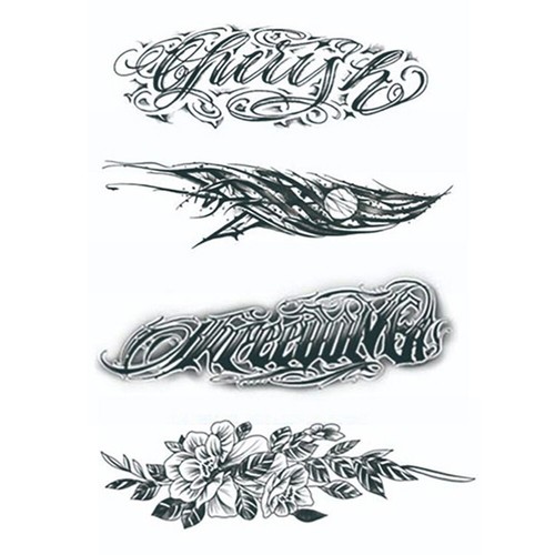 4Pcs Letters Temporary Tattoos Half Arm Waterproof Tattoo Stickers - Picture 8 of 26