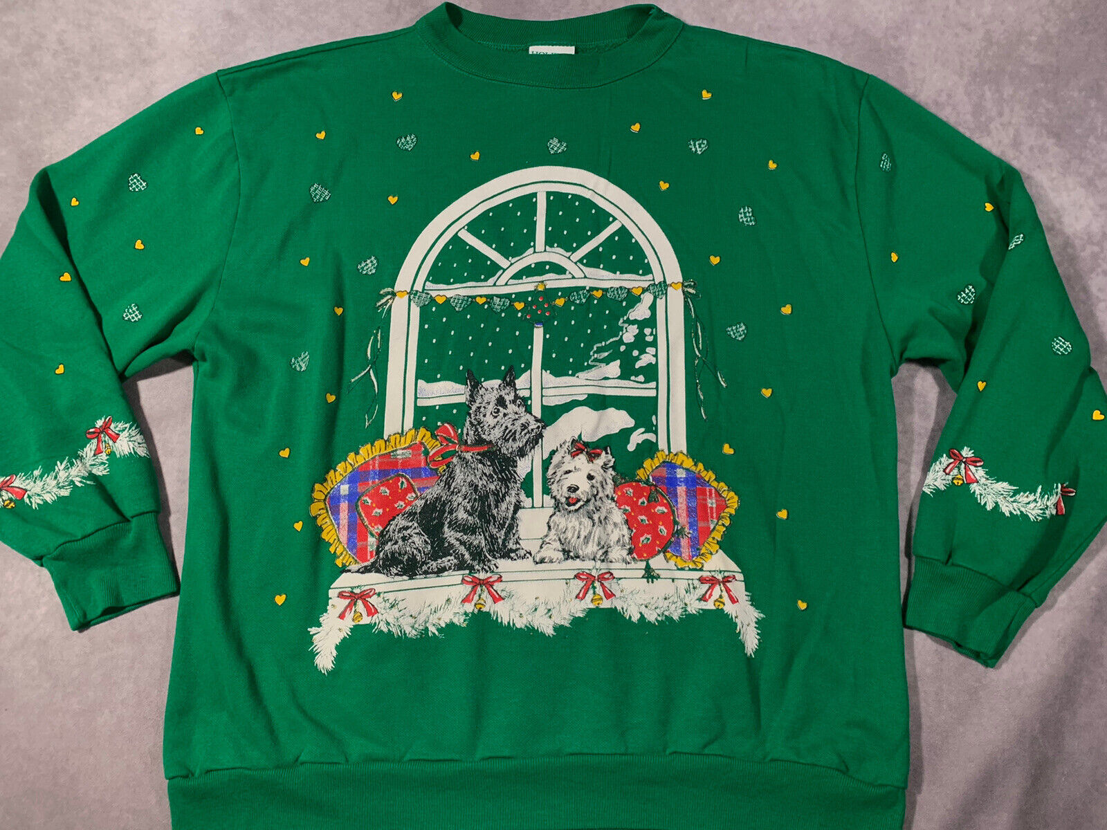 Holiday Time Vintage Christmas Sweatshirt Scottie… - image 1