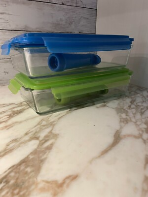 #ad MT198 2 MCM Mark Charles Miselli storage containers with vacuum pressure $31.00