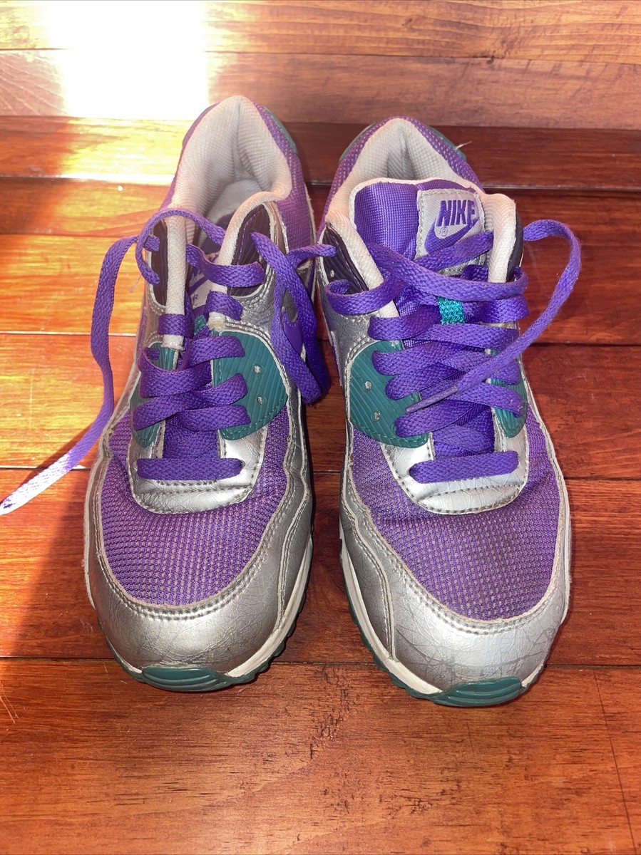 NIke Air Max 90 Purple Venom-Metallic Silver Size Running Shoes