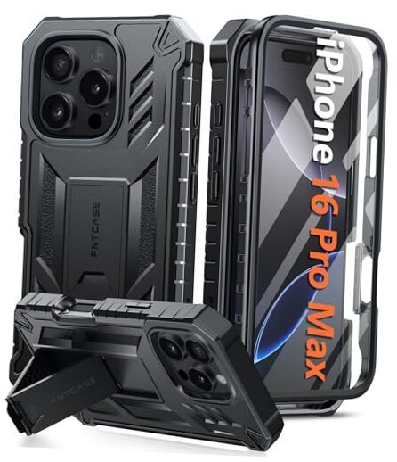 for iPhone 16 Pro-Max Case: Military Grade Drop Proof Protection Mobile Black