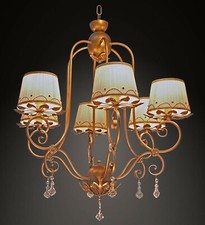 Lampadario classico in ferro battuto oro e cristallo 6 luci BGA 1639-6