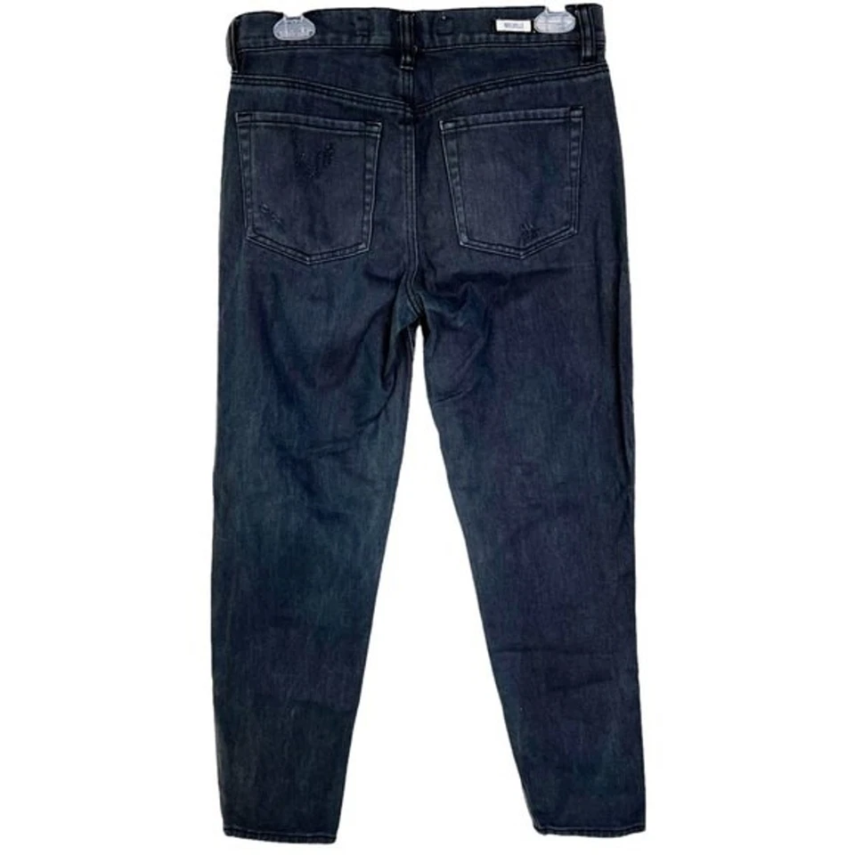 Женские укороченные джинсы Brandy Melville состаренные Boyfriend стирка черные размер 26 - Изображение 2 из 4