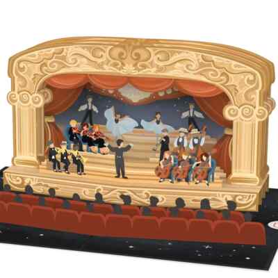 3D POP UP Klappkarte *Theater* Konzert Musik-Instrument Orchester, Einladung
