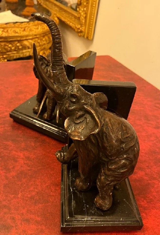 Casa Padrino Luxus Bücherstützen Set Elefanten Bronze / Marmor - Bücherstütze  - Bild 4 von 4