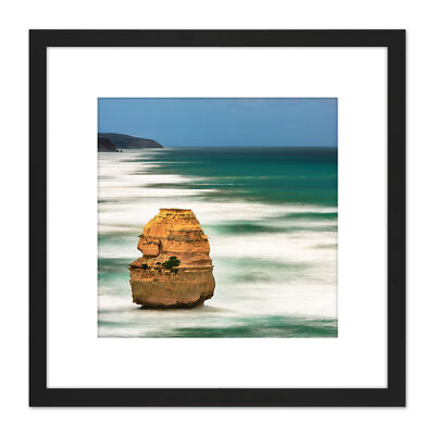 Seyring Einsamer Felsen Ozean Foto Quadrat Gerahmtes Wandbild 9X9 Zoll