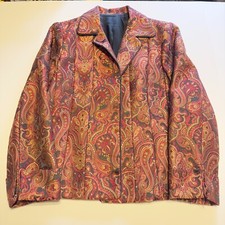 VTG Womens blazer suit Jacket Sz 14 Paisley Print 100% Polyester Made In USA