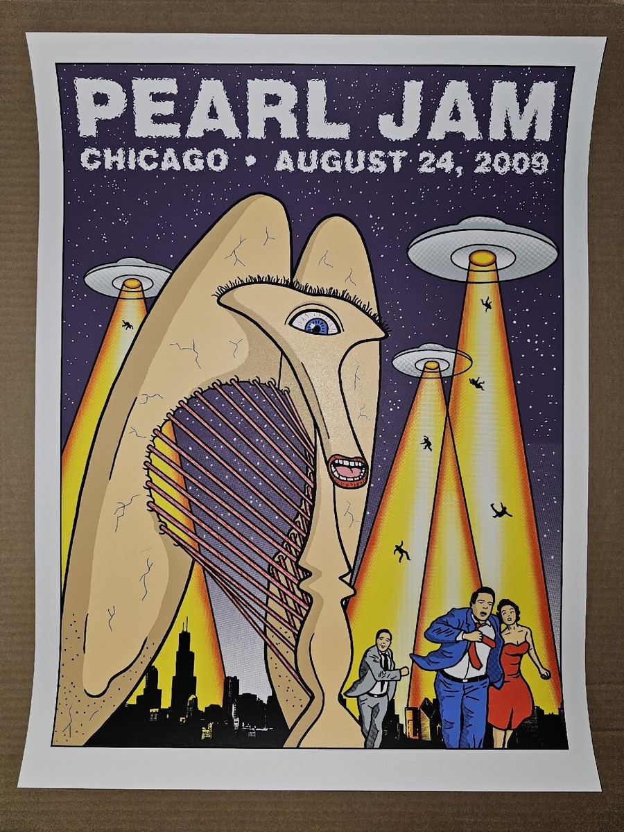 Pearl Jam Chicago, IL 2009 Official Concert Poster Tom Tomorrow